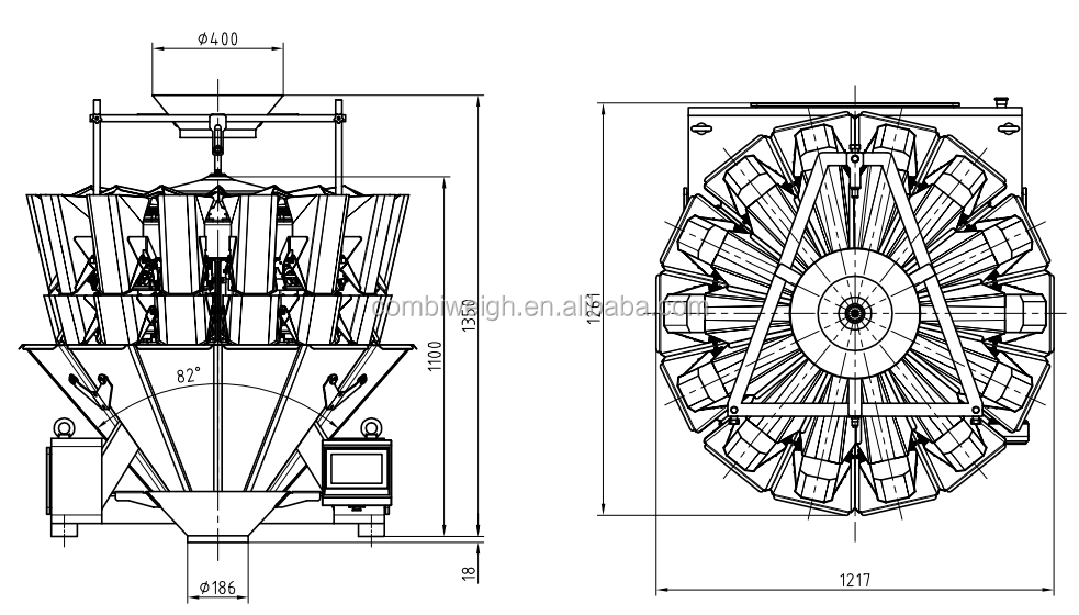 14 Head Combination Weigher dimension diagram