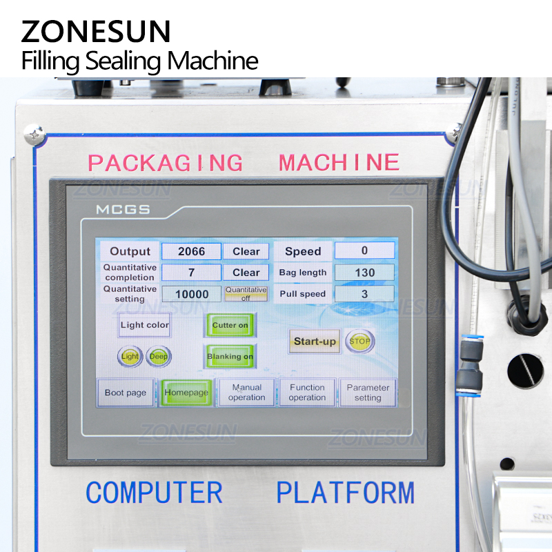 ZONESUN ZS-FS250KQ Automatic Vertical Form Granule Powder Sachets Measuring Cup Grain Filling Sealing Packaging Machine