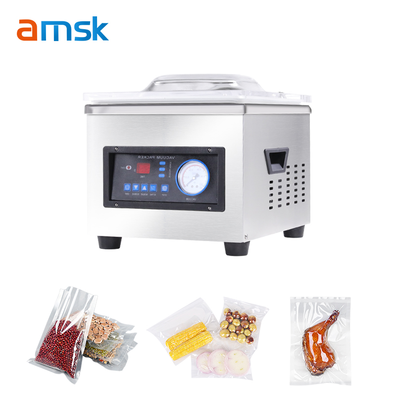 DZ-260A Stainless Steel Small Desktop Supermarket Factory Packaging Beef Fish Seafood Vacuum Sealing Machine