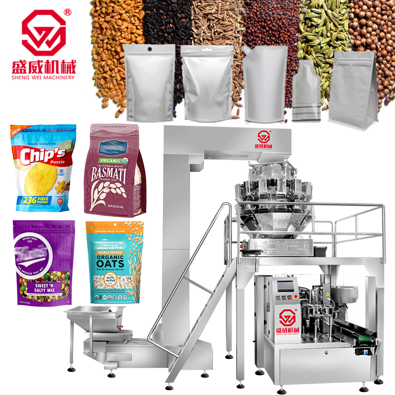 Automatic Granule Nuts Multihead Weigher Weighing Stand up Pouch Packing Doypack Premade Bag Multi-Function Packaging Machines