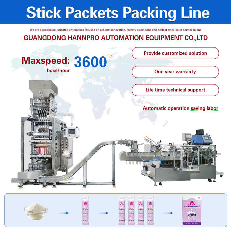 Multi-line Milk Protein Powder Round Corner Stick Packaging Machine Automatic Sorting Counting And Carton Box Packaging Line