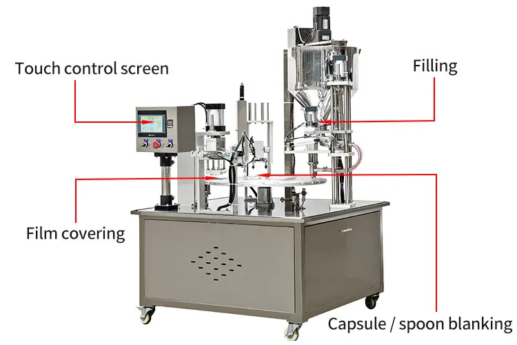 Automatic Rotary Instant Coffee Pod Coffee Capsule K Cup Packing Filling Sealing Machine Details
