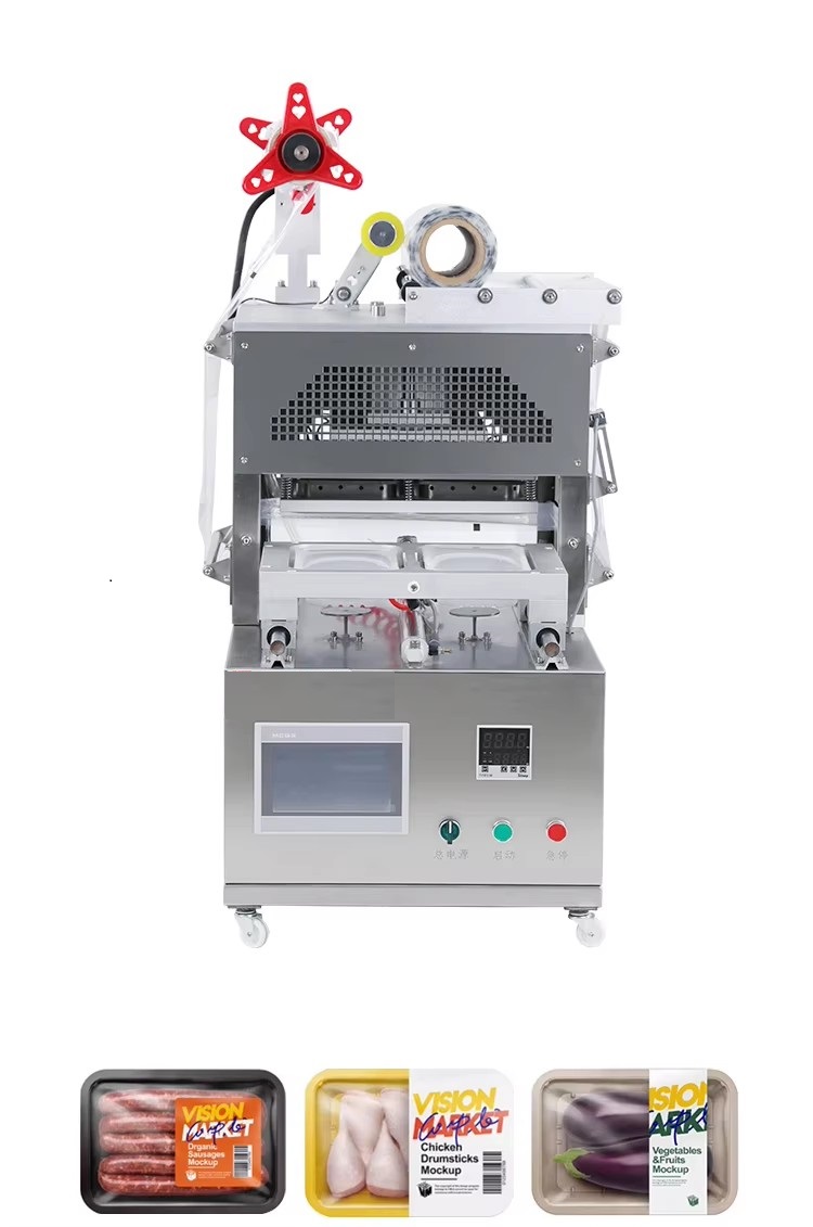 260 Modified Atmosphere Vacuum Tray Sealer Map Packaging Machine for Food Ready Meal Meat Fish Salad With Film