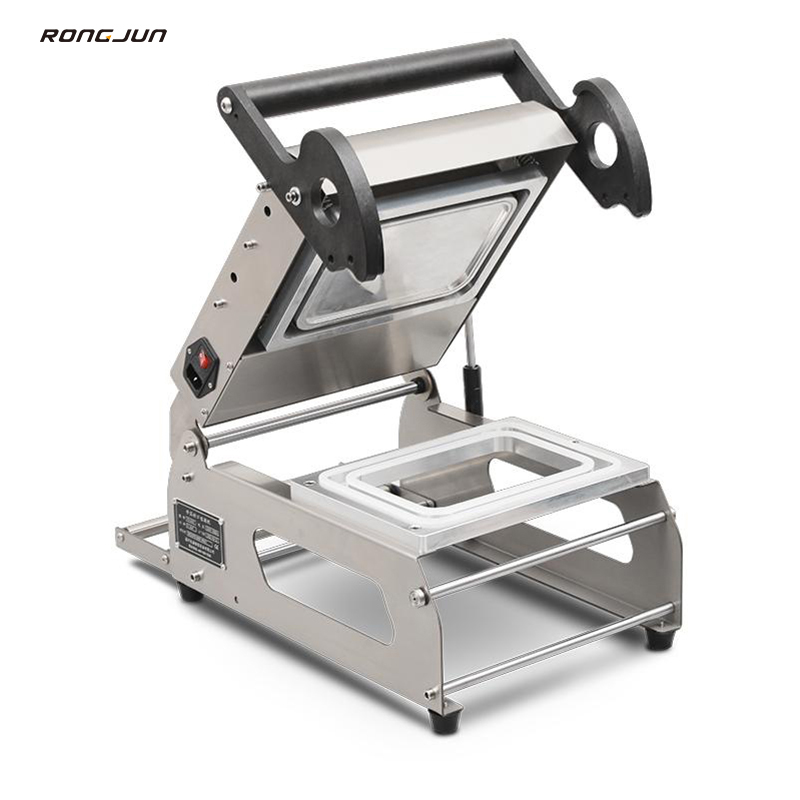 Electric Semi-Automatic Stainless Steel Tray Sealing Machine Commercial Food Beverage Sealer Plastic Cases Cartons Wood