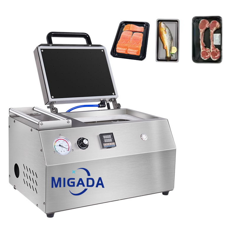 Meat Fruit Steak Beef Sealer Manual Pack Machine Packer PE PVC Film Freshlocker Table-top Vacuum Packaging Machine