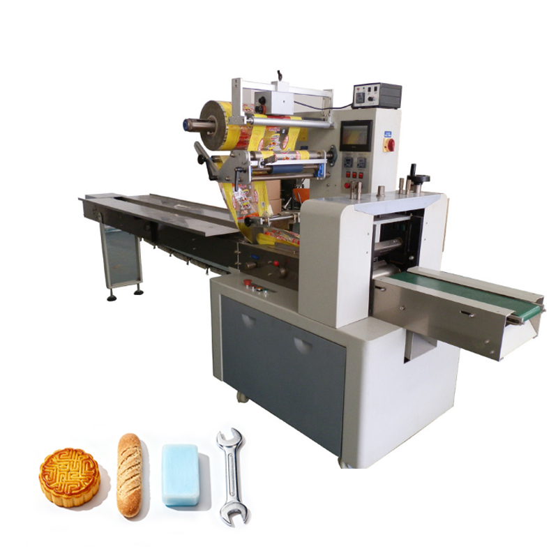 High Speed Automatic Horizontal Wrapping Flowing Pack Soft and Hard Candy Biscuit Cookie Pillow Packaging Wrapping Machine