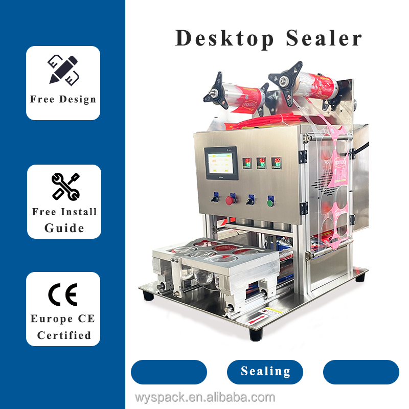 Small Businesses Fast Food Tray Sealing Machine for Square Plastic and Aluminum Containers Gas Nitrogen Flushing Sealer