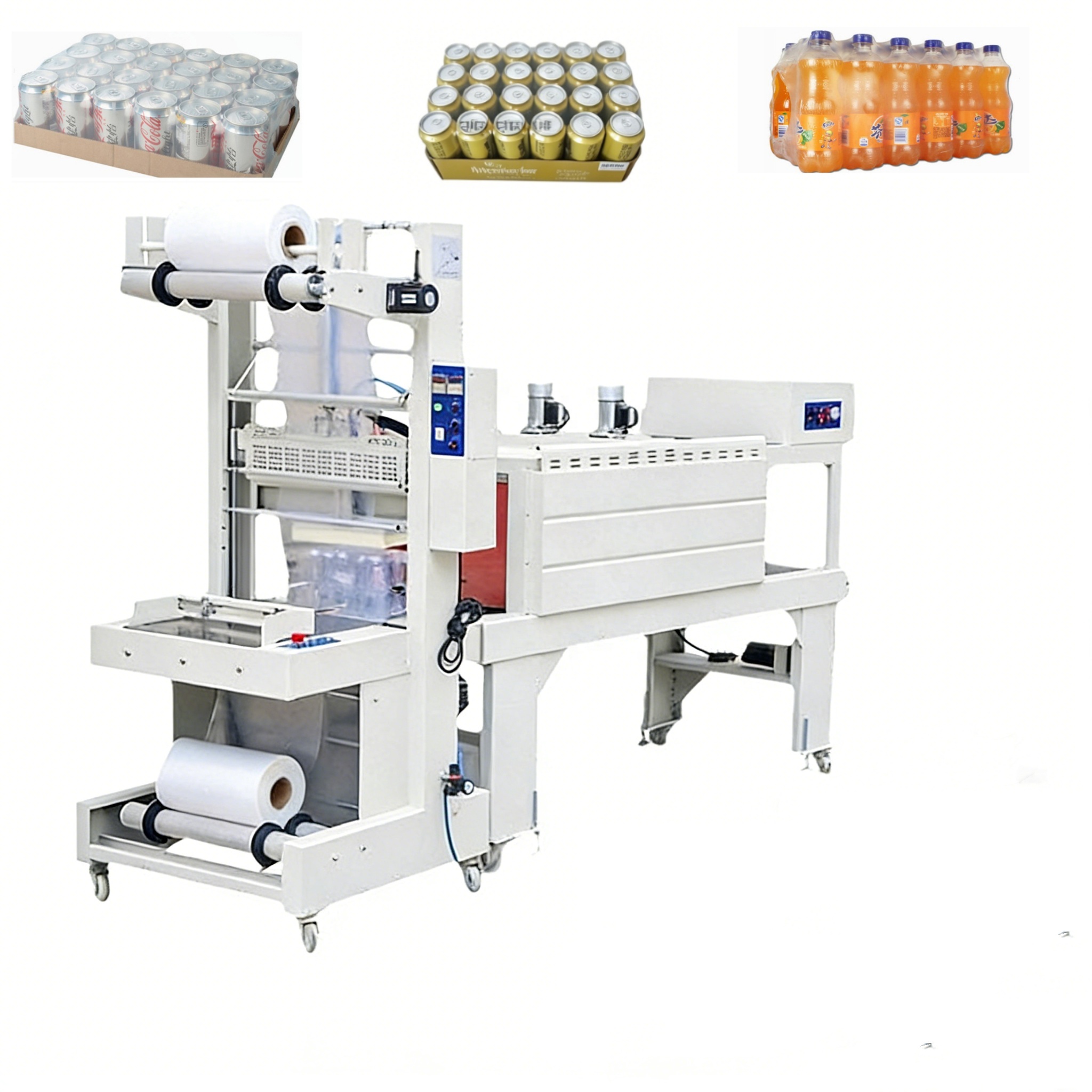 2-in-1 Semi-Automatic PE Film Sleeve Wrapping &amp; Heat Shrink Packaging Machine For Cartons Box &amp; Food Beverage Products