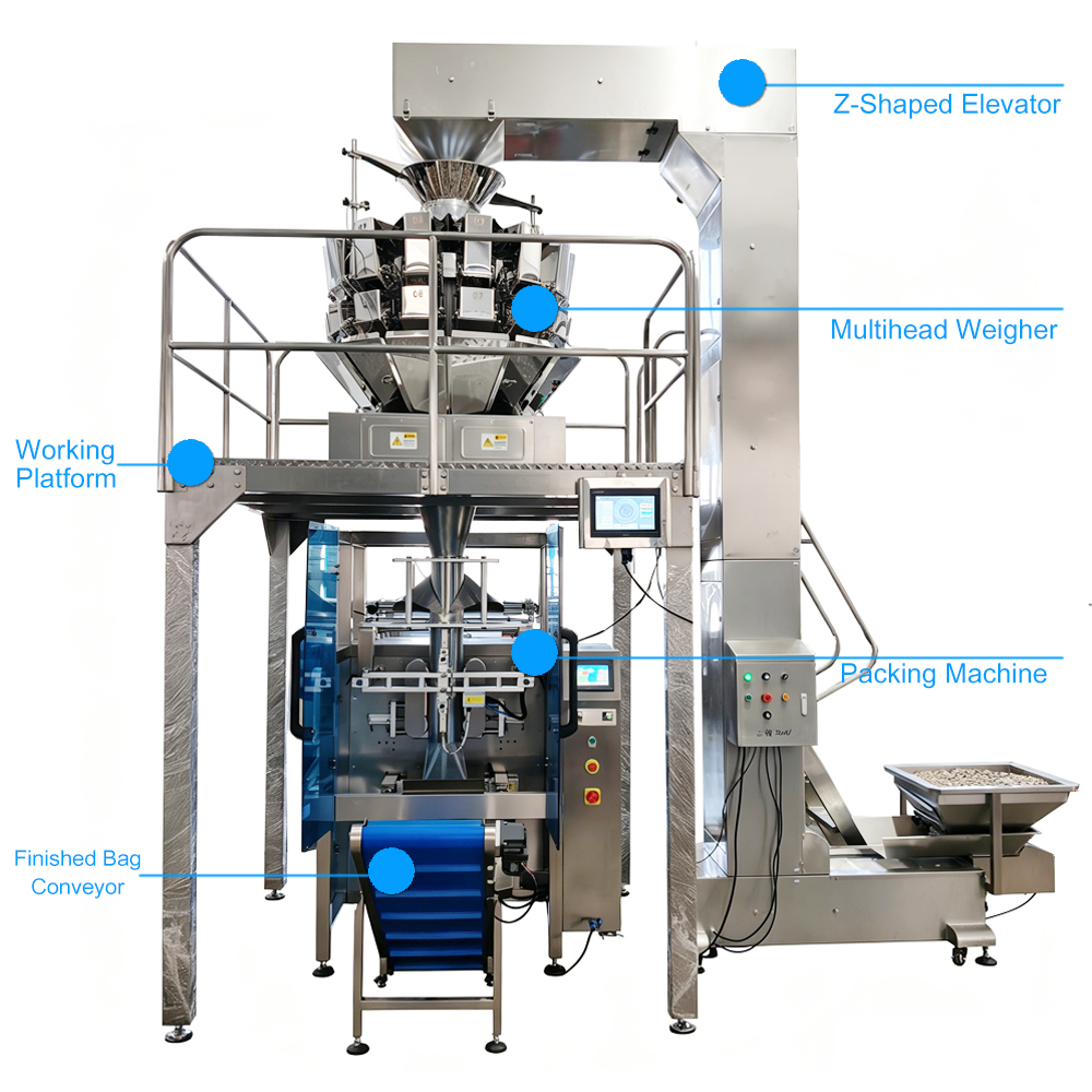 Cheap Multi Head 8 10 14 16 Heads Nuts Seed Granule Chips Snack Food Popcorn Candy Automatic Packing Machine With Film Roll