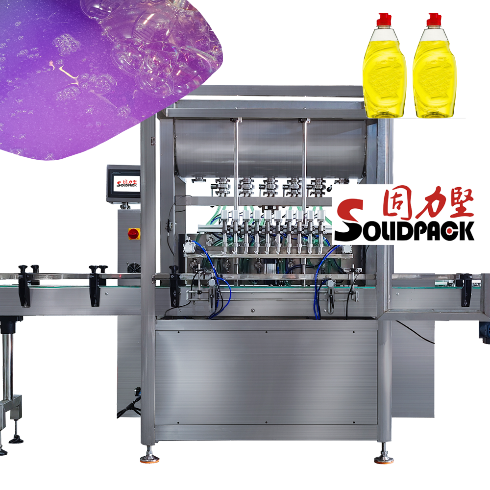 Solidpack Automatic 6 Heads Cleaning Liquid Detergent Gear Pump Filling Machine