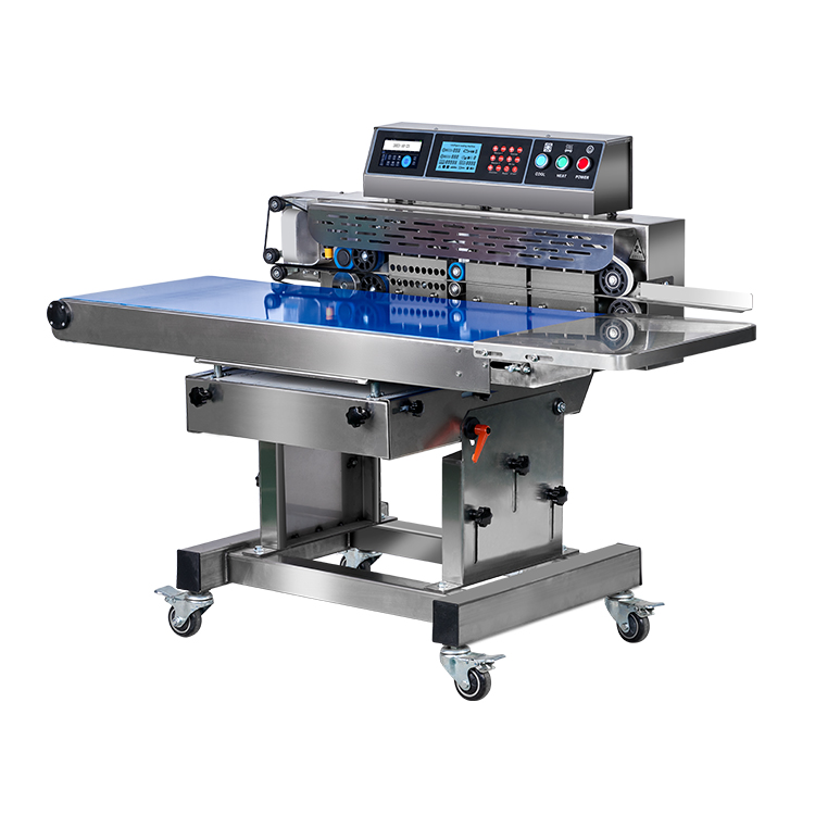 430BP Dual Heating Continuous Foil Plastic Bag Band Sealer Intelligent Pouch Packaging Sealing Machine With Coding Expiry Date