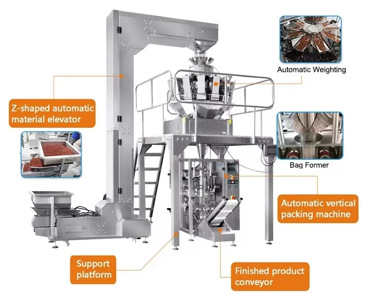 Automatic Vertical Sugar Salt Bagging Machine Snack Chips Bean Cereal Bag Packaging Machine 1kg 5kg Weighing Packing Machine