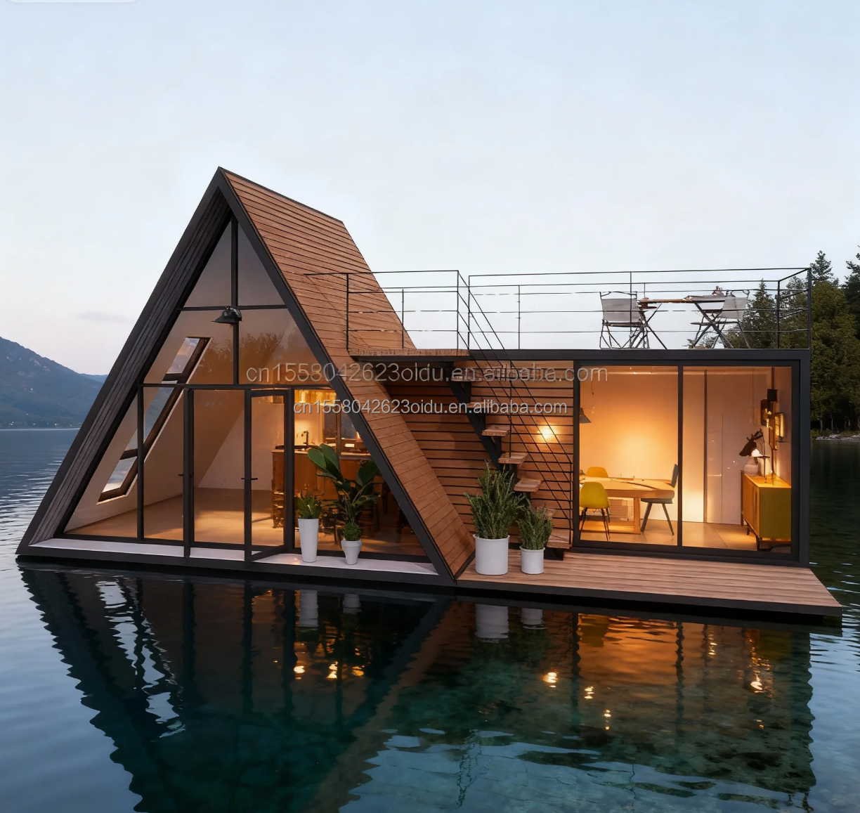 Luxury Modern A-Frame Low-rise Villa Heat-Insulated Modular Prefab Tiny Triangle House for Apartment or Prefab Cottage