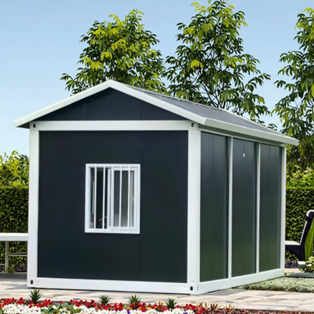 20FT Custom Color and Size Gable Roof Prefab House Mobile Office Living Room Steel Structure Sandwich Rock Wool Panel