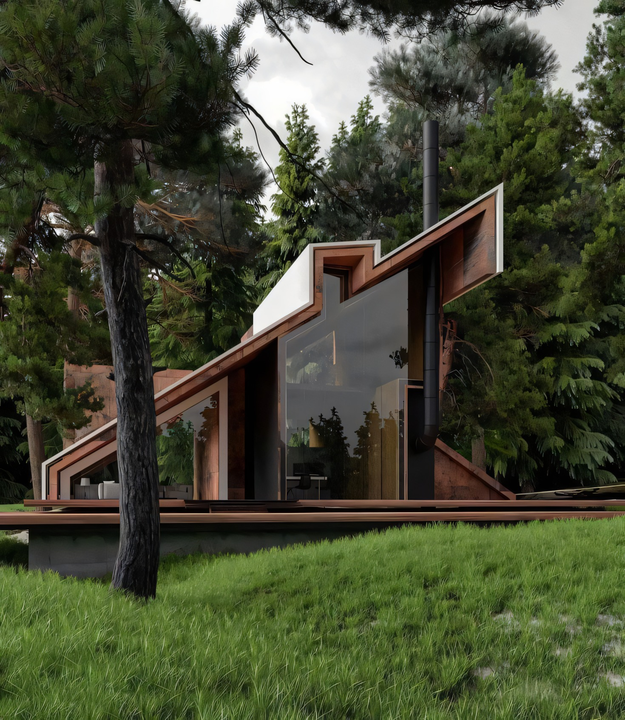 Luxury Modern A-Frame Low-Rise Villa: Insulated, Modular, Prefabricated Tiny Triangular House for Apartments or Prefab Cabins
