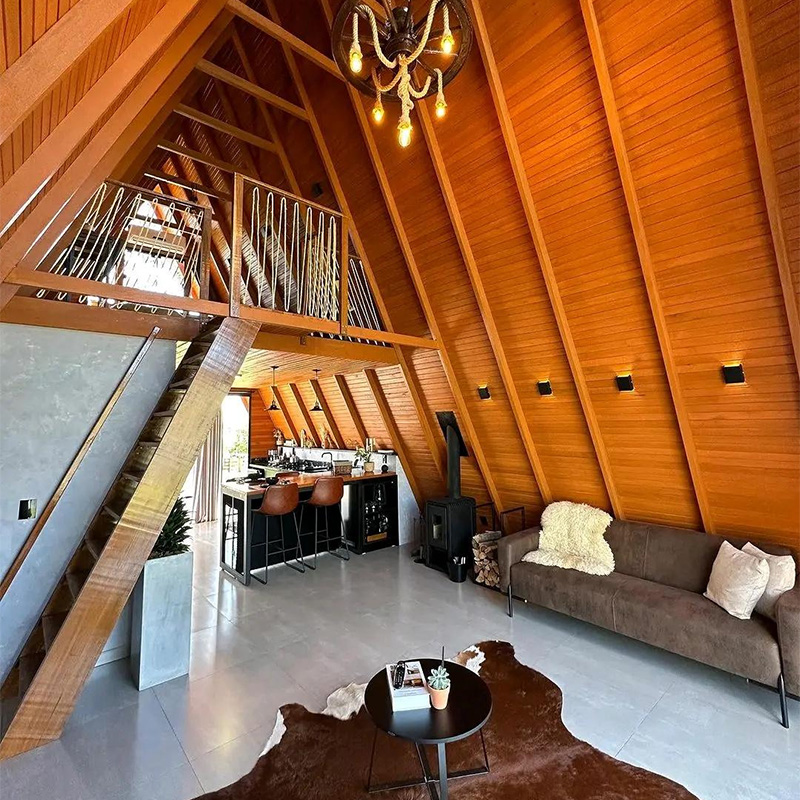 Luxury A-Frame Low-rise Villa Heat-insulated Modular Home Prefab Tiny Triangle House for Apartment Prefab Cottage