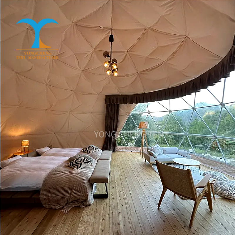 Luxury 6m Modern Glass Prefab Geodesic Dome Tent PVC Custom Aluminum For Outdoor Glamping Hotel En-Suite Scenic Areas Events
