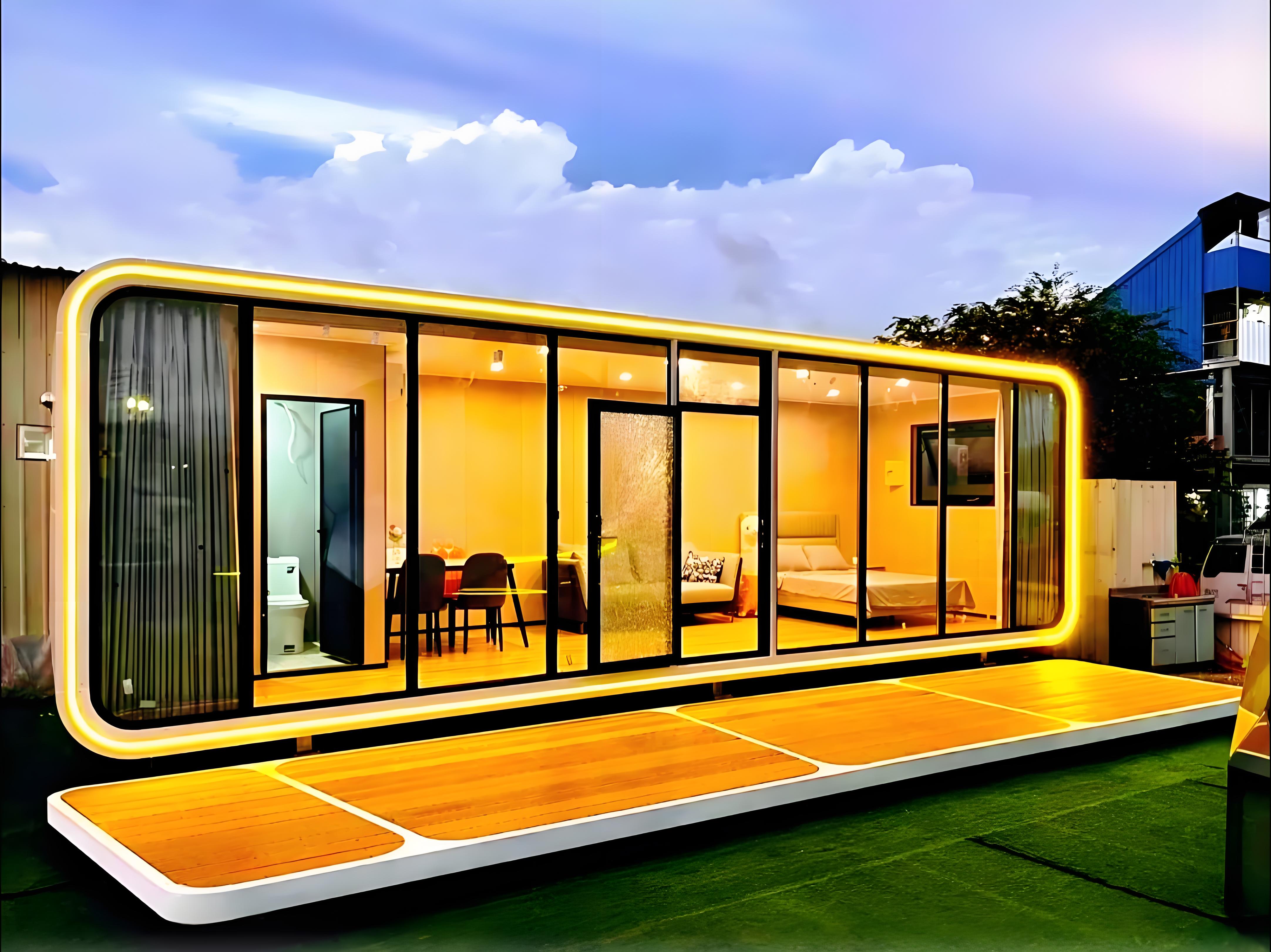 Apple Cabin Prefab Mini House 20ft 40ft Shipping Container Steel Wood Construction Villa Outdoor Hotel Home Office-Durable