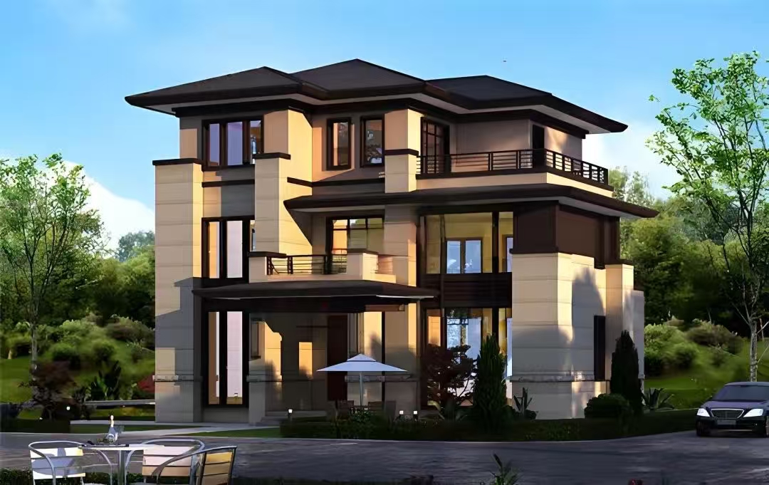 Luxury Prefabricated Light Steel Structure House High Strength Light Steel Frame Villa
