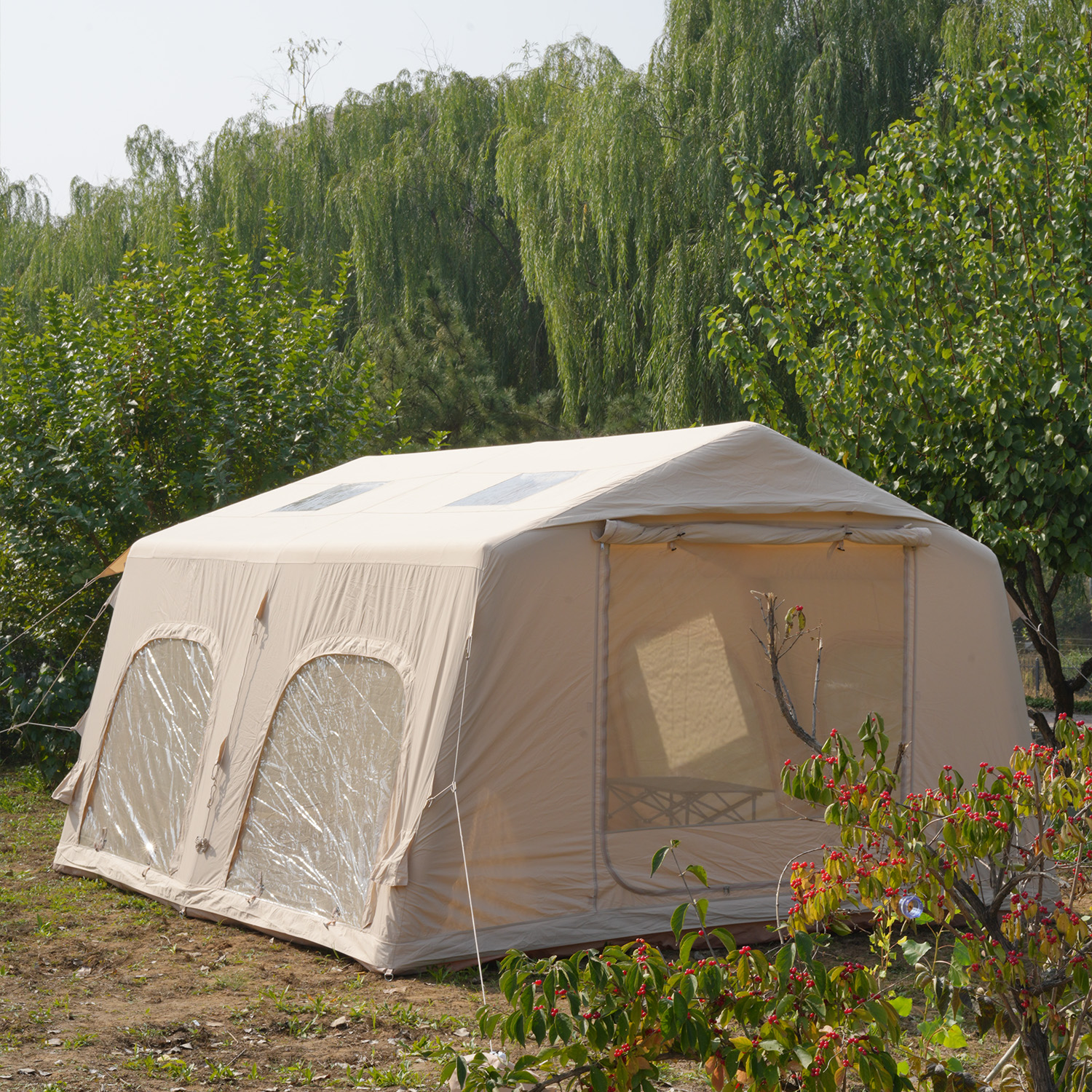 13.68sqm Two Bedroom Large Air Tent With Open &amp; U-shaped Doors Quick Automatic Opening Waterproof For All-Weather Use