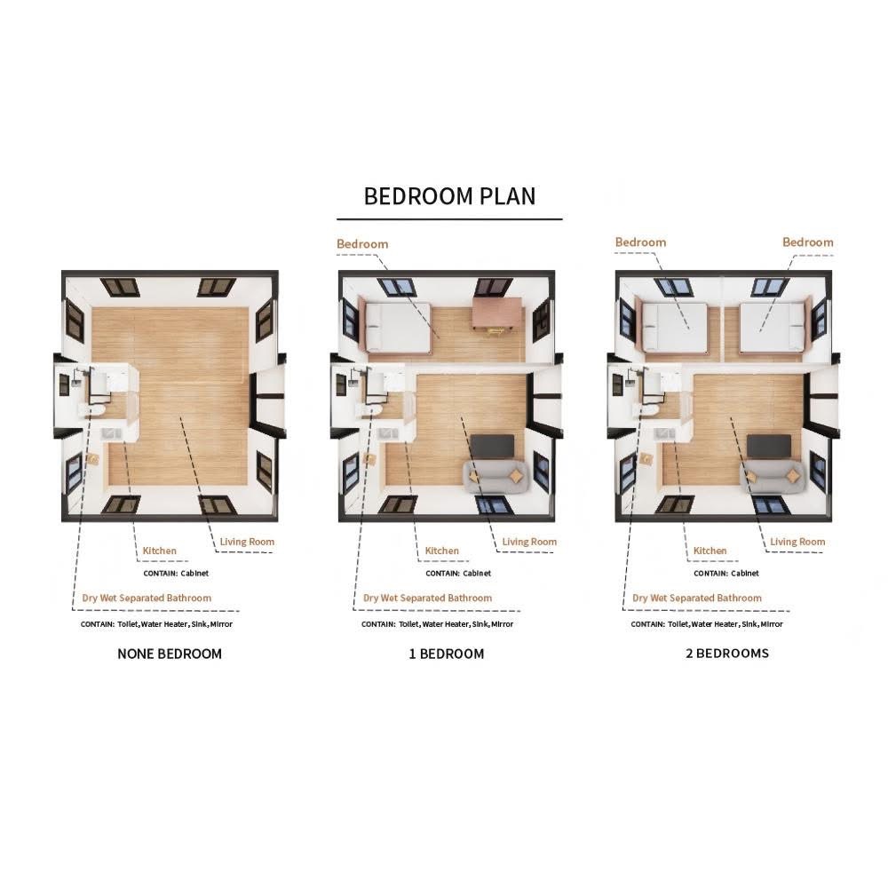 Quick Installation Waterproof Sandwich Panel 40/20/30Ft Mobile Modular Home 2 3 4 5 Bedroom Prefabricated Expandable House