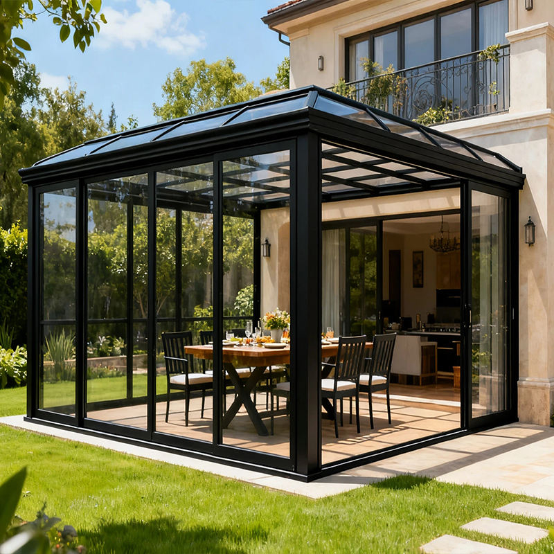 Modern Modular Prefab Four Season Sunroom Glass Waterproof Solarium Hollow Aluminum Sun House Polygon Residential Outdoor