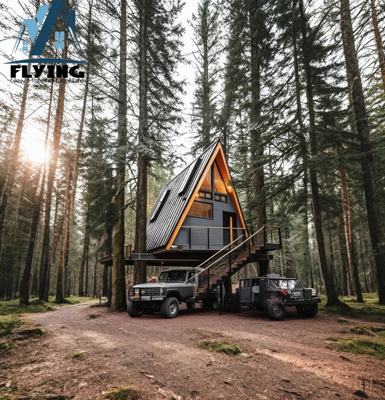 Modern Luxury A-Frame Prefab Villa Fast-Install Steel Structure Triangle House for Resort &amp; Glamping