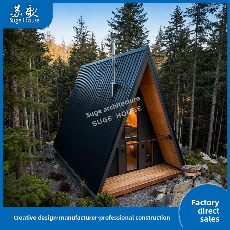 Factory Direct Sales Tourist Attraction Triangular Cabin Homestay A-Frame Mobile Home Creative Steel Structure Prefabricated