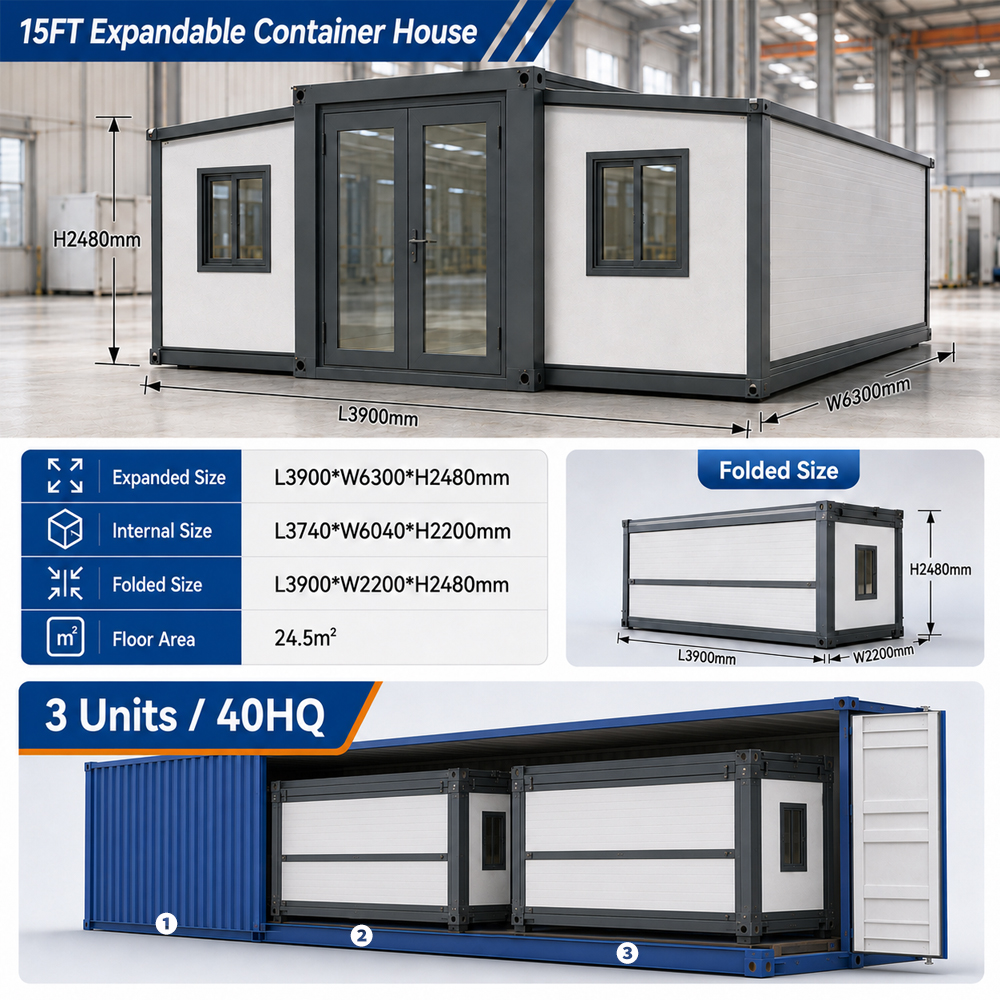Fast Install 15Ft Prefabricated Expandable Container House Fully Furnished Tiny House Luxury Modular Home For Airbnb
