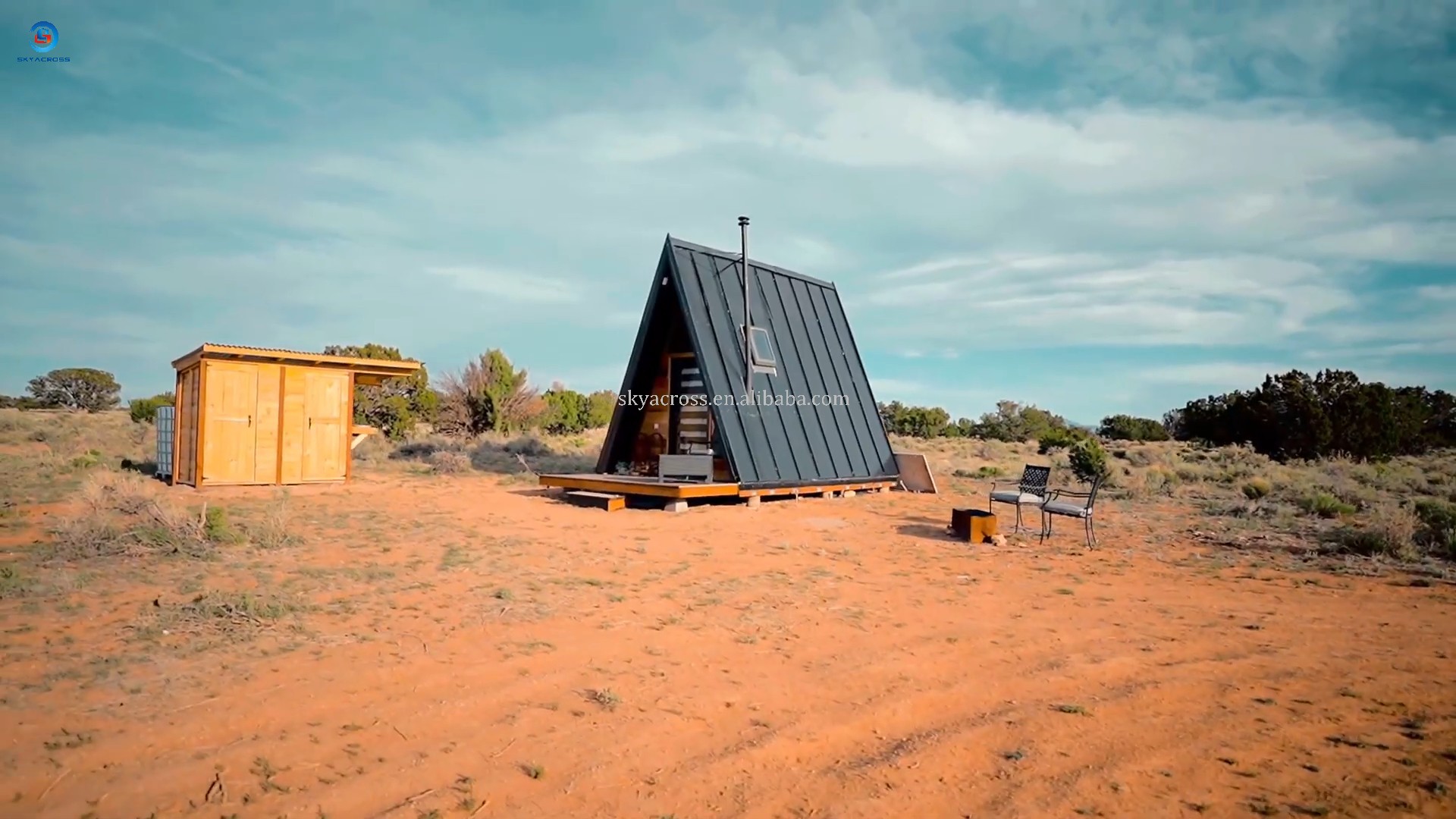 Skyacross CX2614 Portable Luxury Triangle Tiny House A-Frame Prefab Cabin Low Villa For Resort Hotel