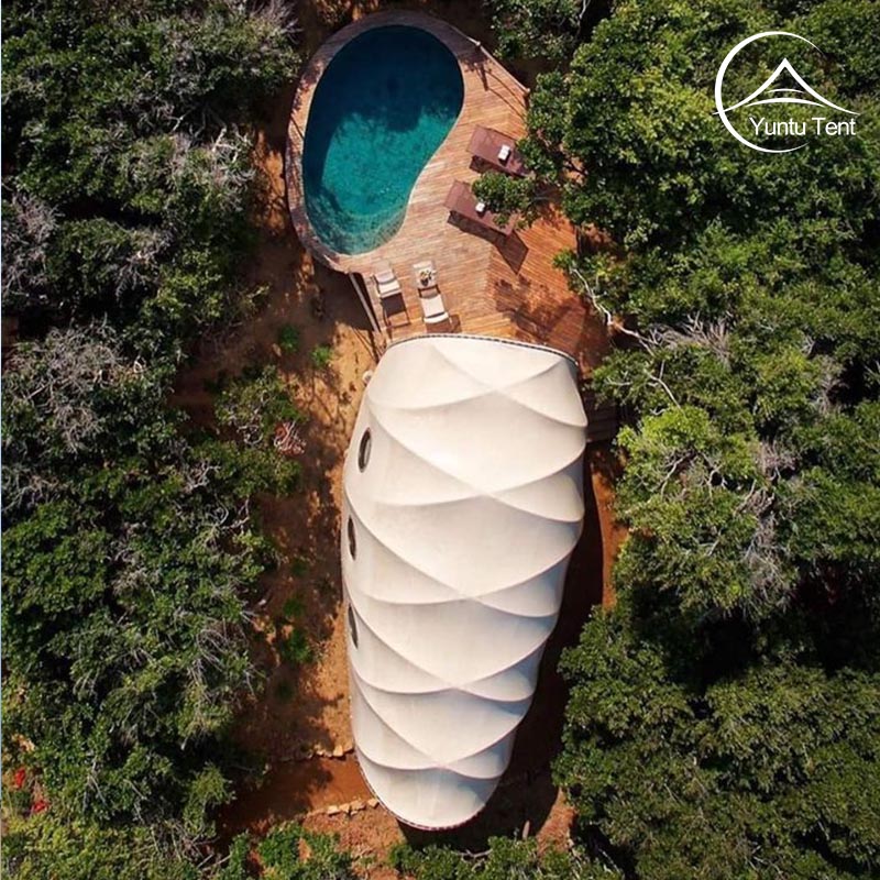Tropics Heavy-Duty Luxury PVDF House Prefabricated Buildings Glamping Pod Tent with Bathroom Outdoor Waterproof