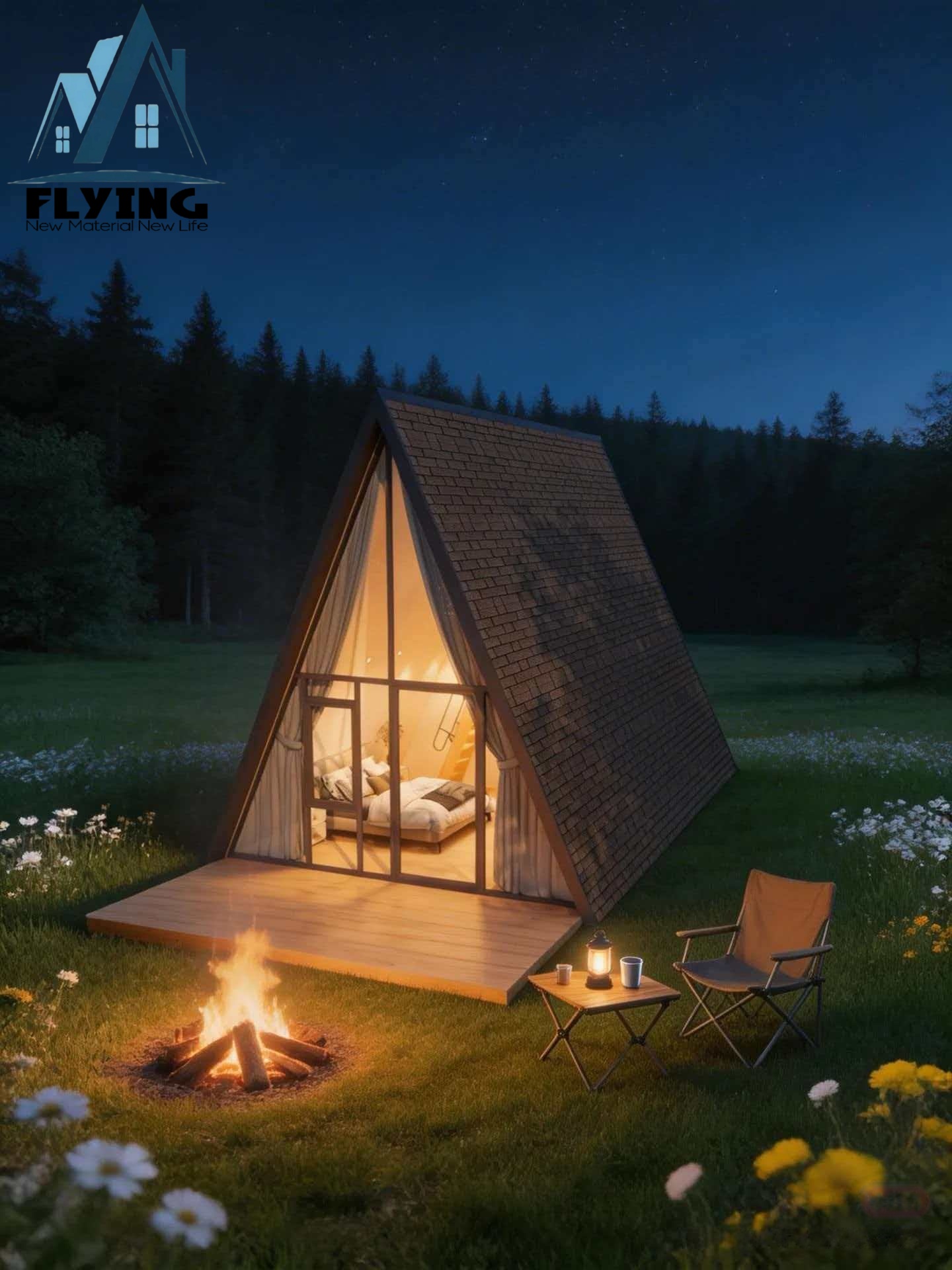 Modern Luxury A-Frame Prefab Villa Fast-Install Steel Structure Triangle House for Resort &amp; Glamping