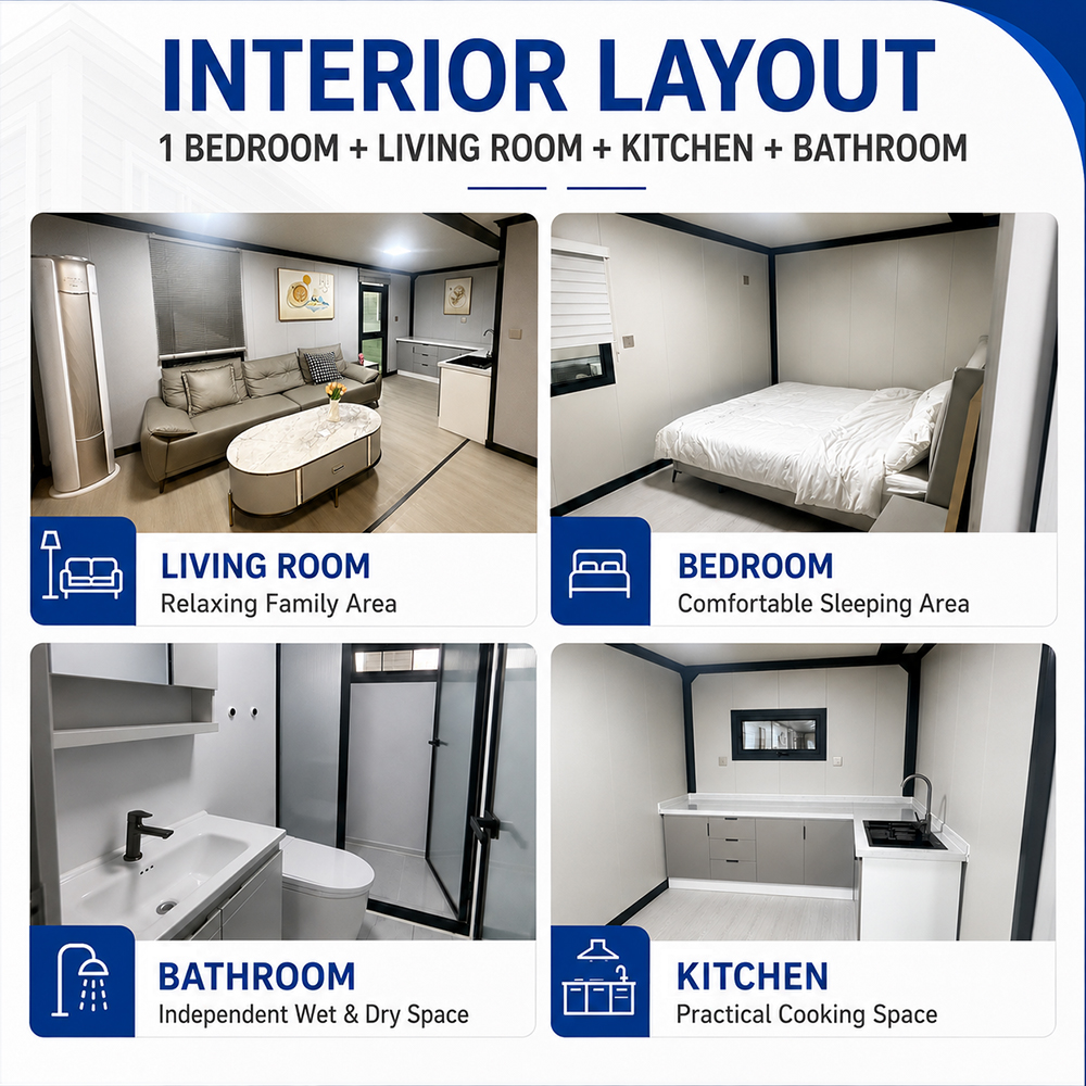 Fast Install 15Ft Prefabricated Expandable Container House Fully Furnished Tiny House Luxury Modular Home For Airbnb