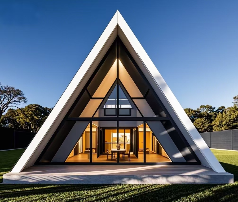 Modern A-Frame 3 Bedroom Prefab House Australia Market Specific Model with Outdoor Kitchen Included Steel Structure Buildings