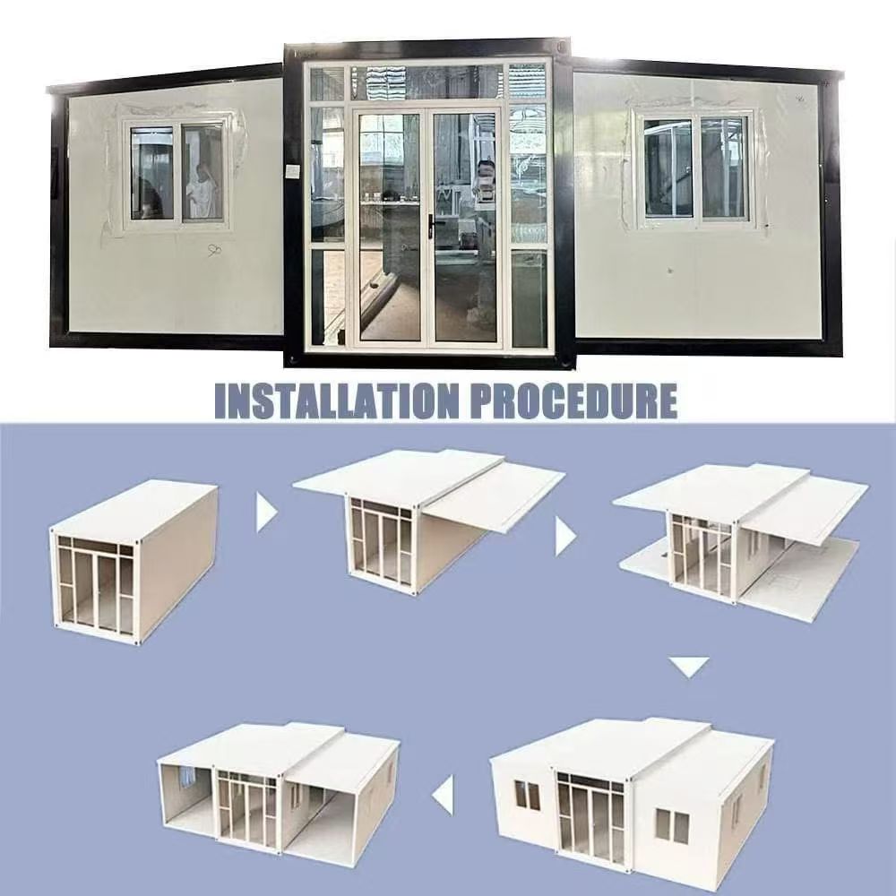 Modern Villa Prefab Expandable Container House Steel Sandwich Panel Easy Installation Rectangle Design for Outdoor Office Living