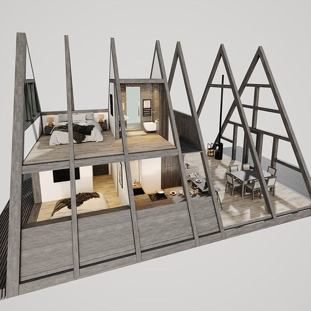 Custom Modern Trendy Tiny Mobile Outdoor Luxury Modular Prefab Home Triangular Steel House 2 Bedroom Villa for Vacation Travel