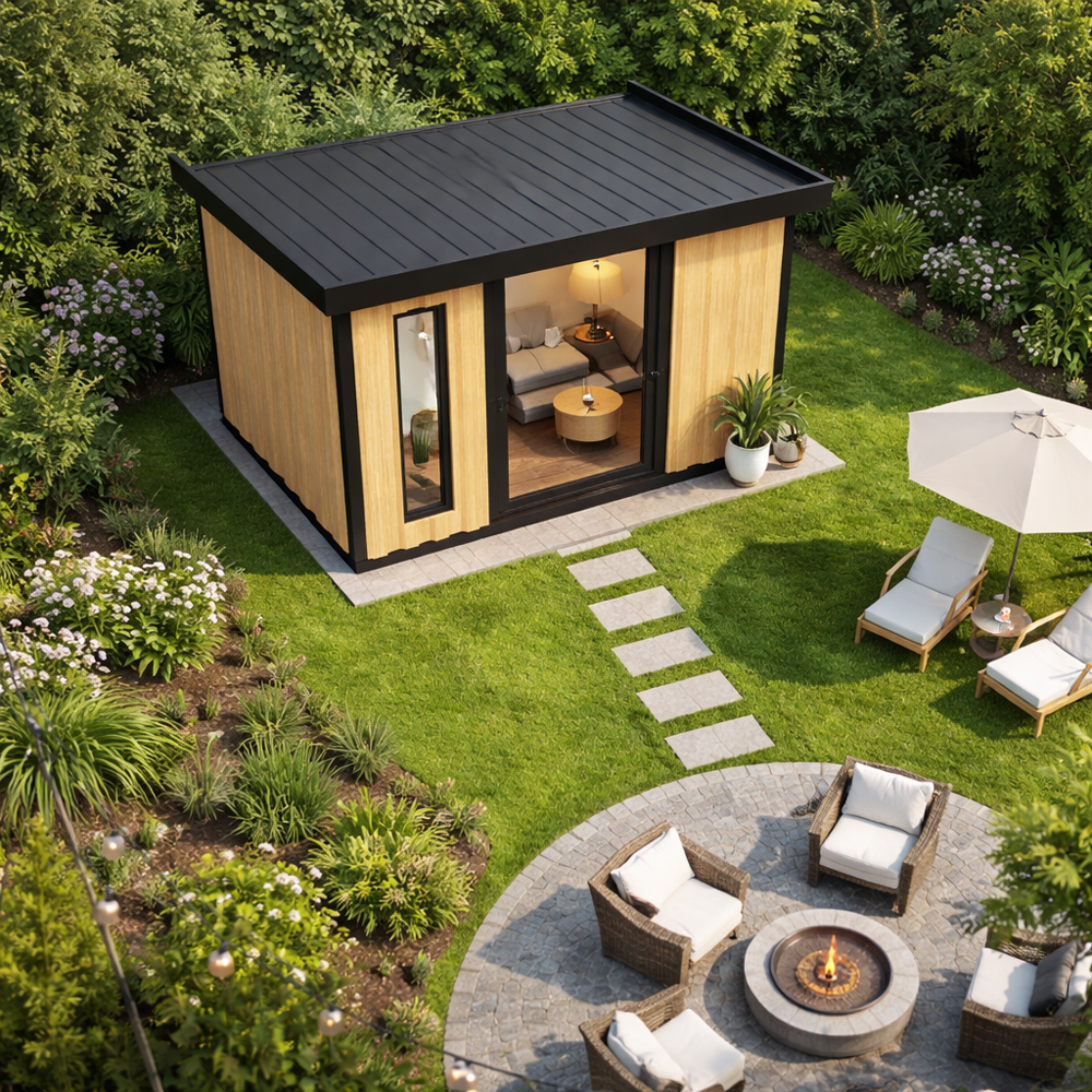 Prefabricated Guest House Backyard Garden Cabin Stylish Reception Room Suitable for Consulting or Small Business