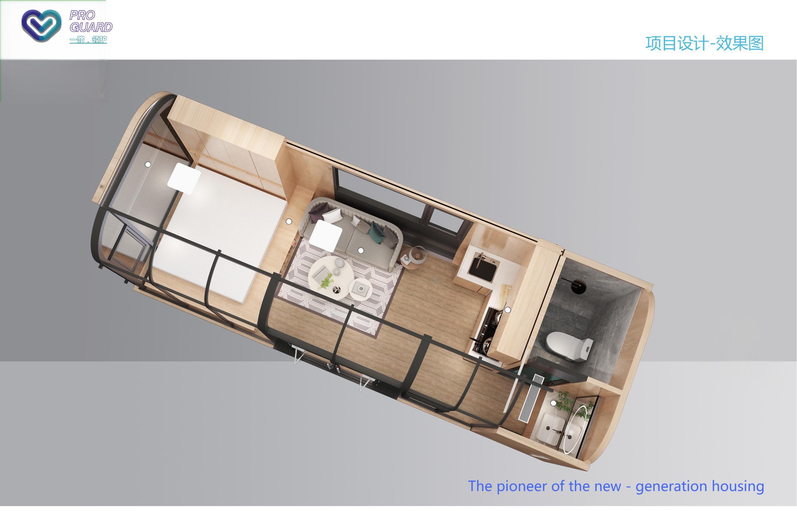 Prefabricated House Prefab Capsule Hotel Room Sleeping Apple Pod Cabin With Bedroom Bathroom Kitchen