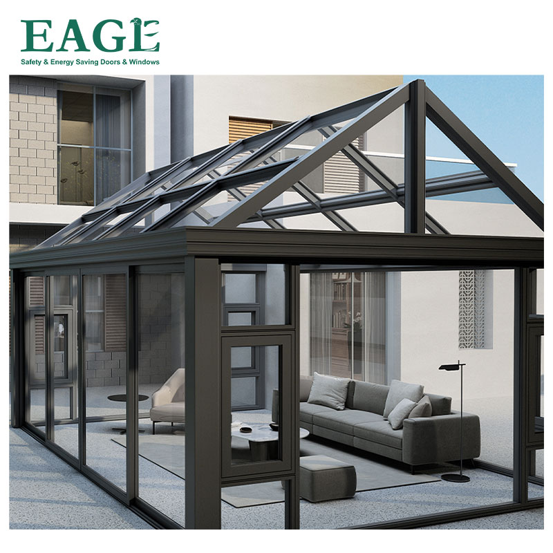 4 Season Modern Villa Polygon Roof Eco Friendly Customizable Glass Conservatory