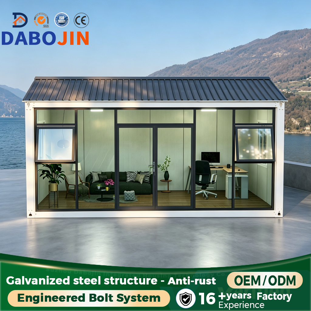 Quick Assembly Prefab Glass Curtain Wall Container House Flat Pack Modular Home For Resort Living Pod