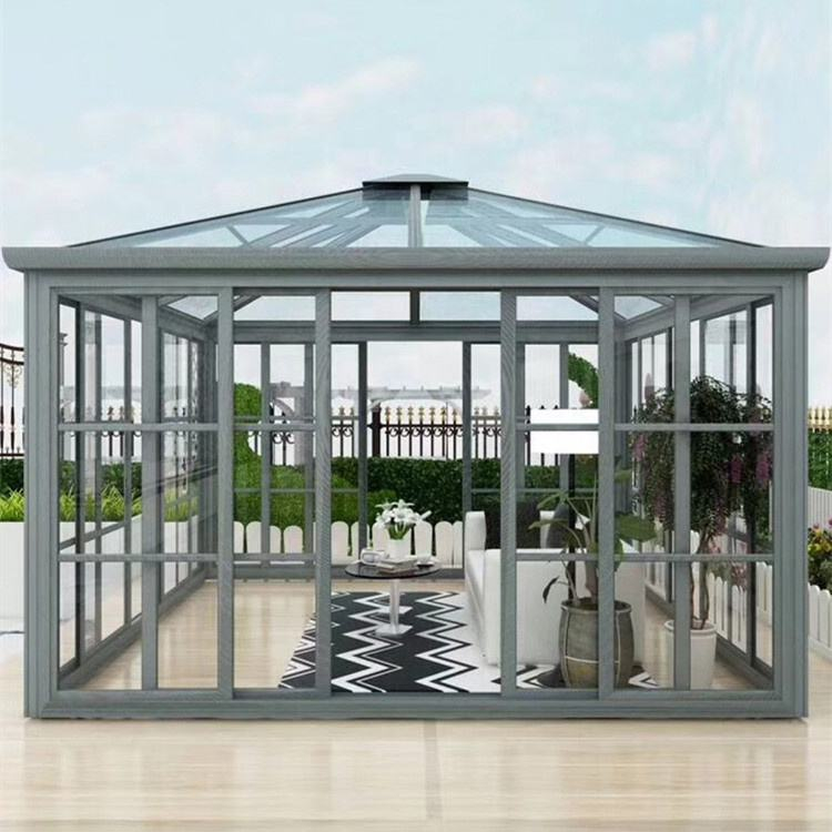 Modern Modular Prefab Four Season Sunroom Glass Waterproof Solarium Hollow Aluminum Sun House Polygon Residential Outdoor