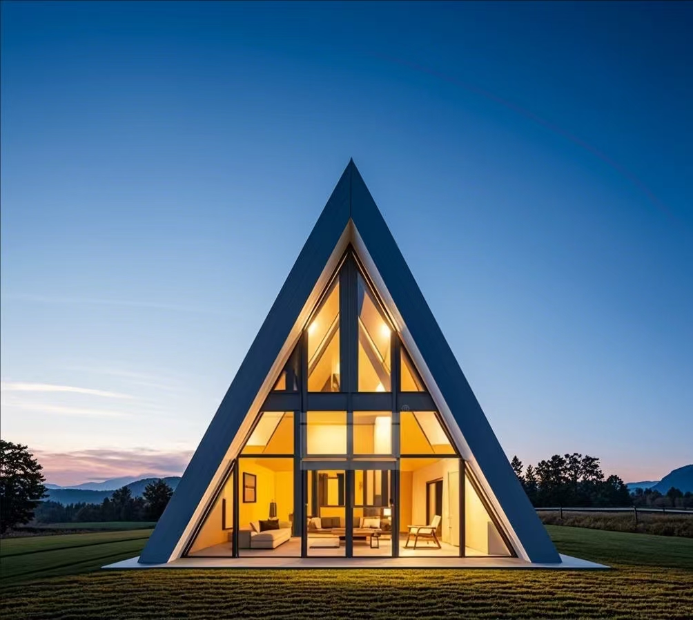 Modern A-Frame 3 Bedroom Prefab House Australia Market Specific Model with Outdoor Kitchen Included Steel Structure Buildings