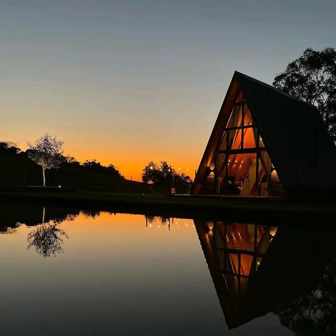 Prefabricated Triangle House a Frame Cabin Modern Wooden House Prefab Home for Garden Backyard Vacation Resort.
