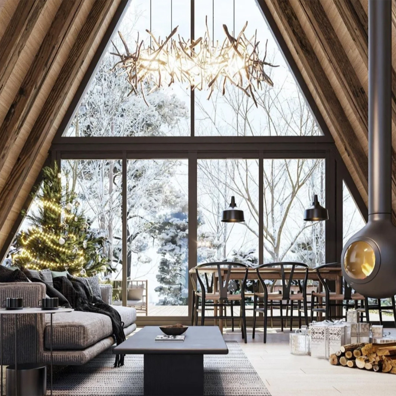 Luxury Modular Mobile Structure House Customizable Creative Sandwich Bedrooms Triangle Cabin Rustic Log Cottage Country Villa
