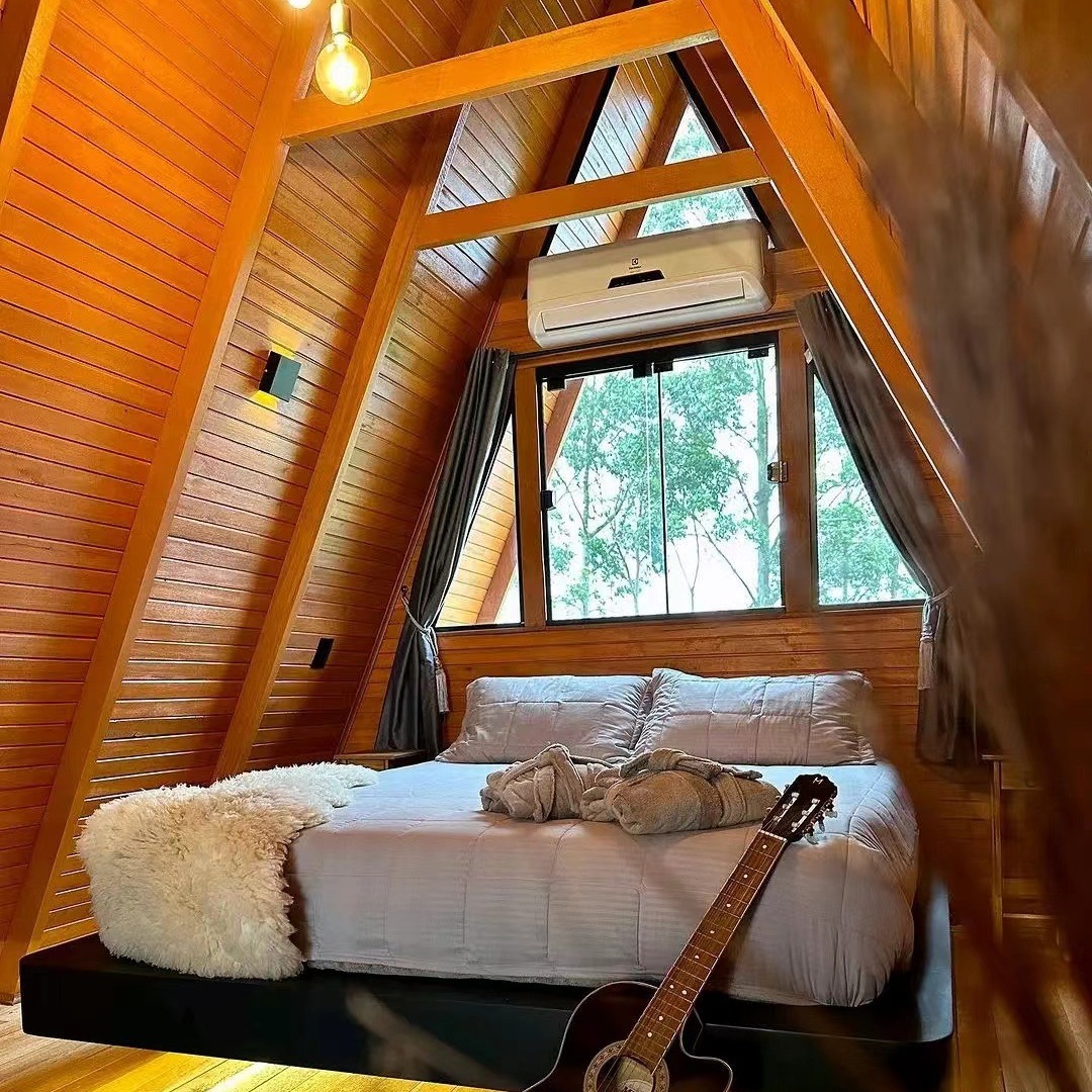 Prefabricated Triangle House a Frame Cabin Modern Wooden House Prefab Home for Garden Backyard Vacation Resort.