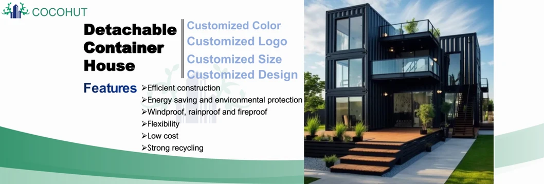 Portable Rectangle Steel Luxury Prefab Container House Detachable