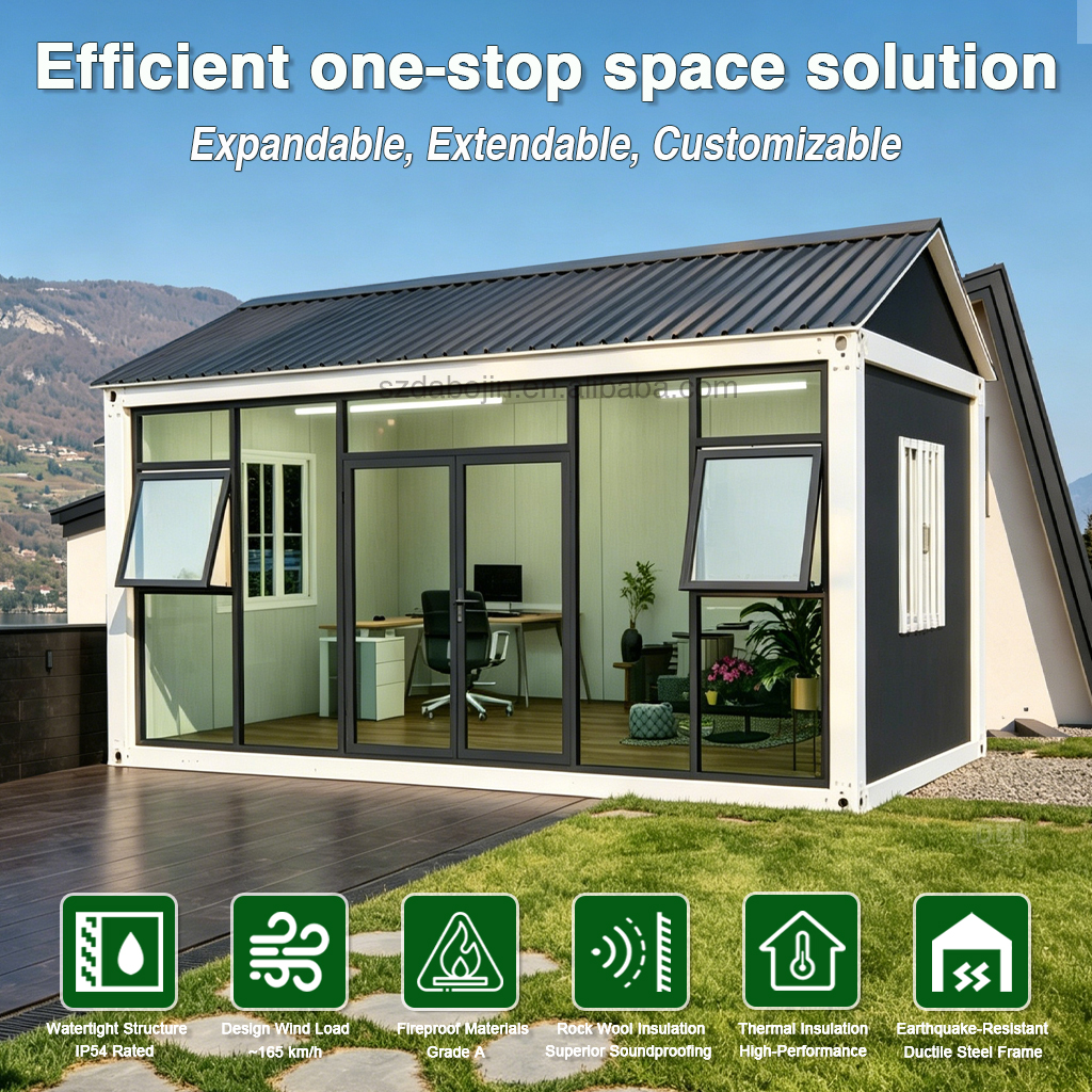 Quick Assembly Prefab Glass Curtain Wall Container House Flat Pack Modular Home For Resort Living Pod