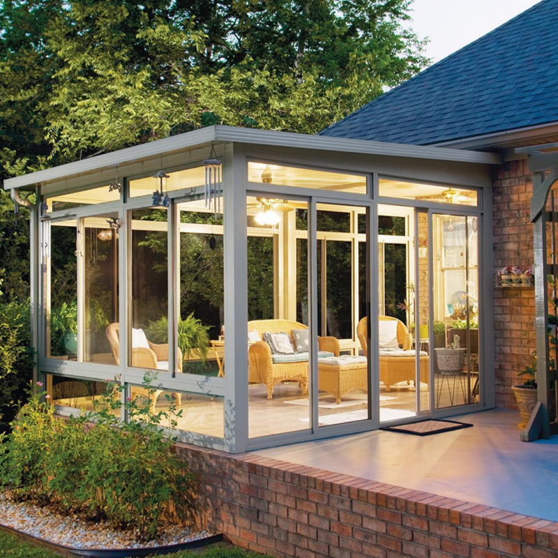 Aluminum Alloy Frame Glass Houses Veranda Sunroom With Tempered Glass All Season Sunroom Patio Enclosure House Winter Garden