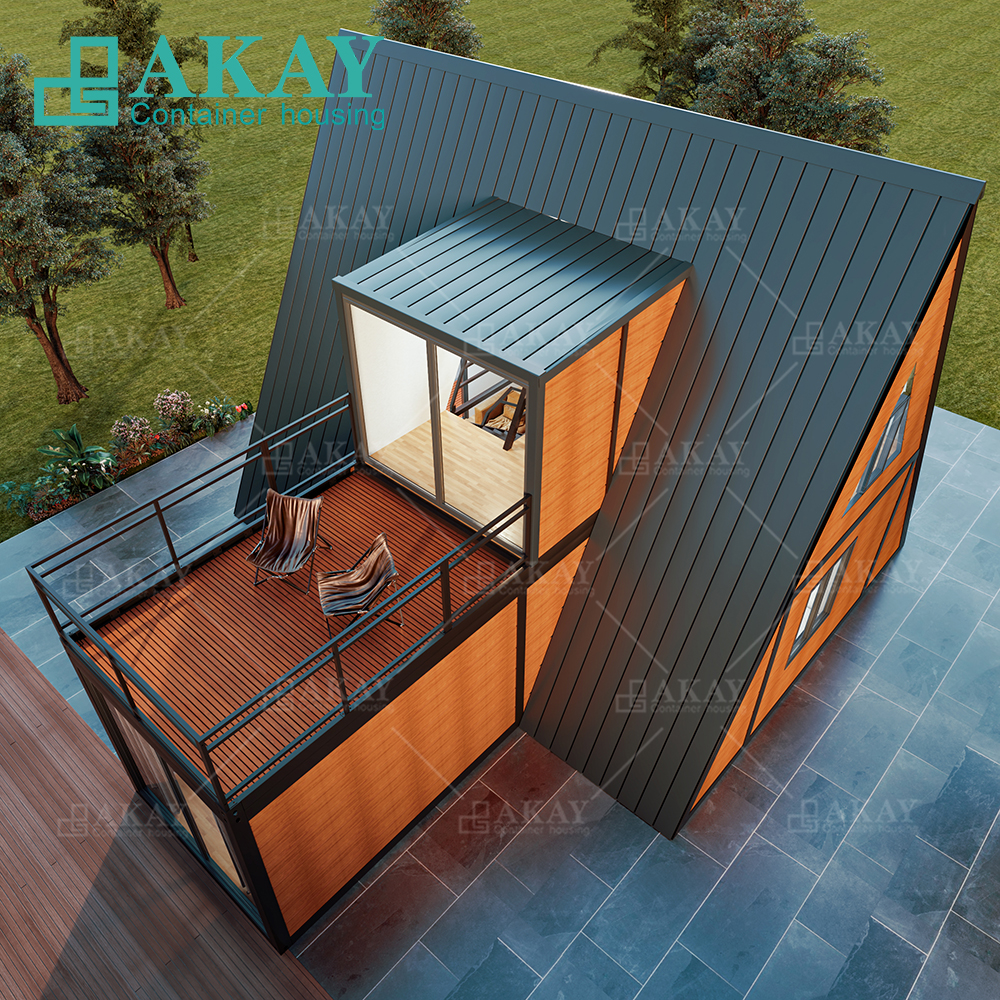 Modern Container Wooden Cabin Airbnb A-Frame Triangular Kit House 3 Bedrooms Custom Cottage Luxury Prefab House Villa