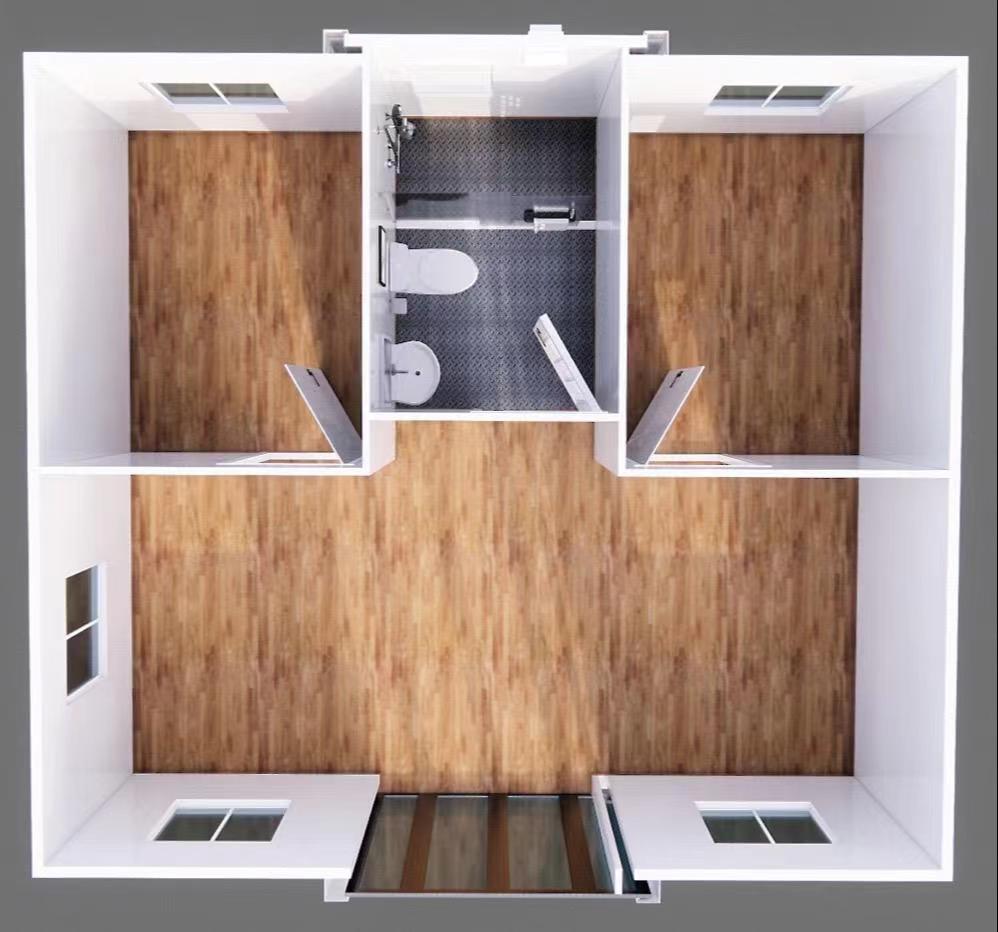 20FT Custom Color and Size Gable Roof Prefab House Mobile Office Living Room Steel Structure Sandwich Rock Wool Panel